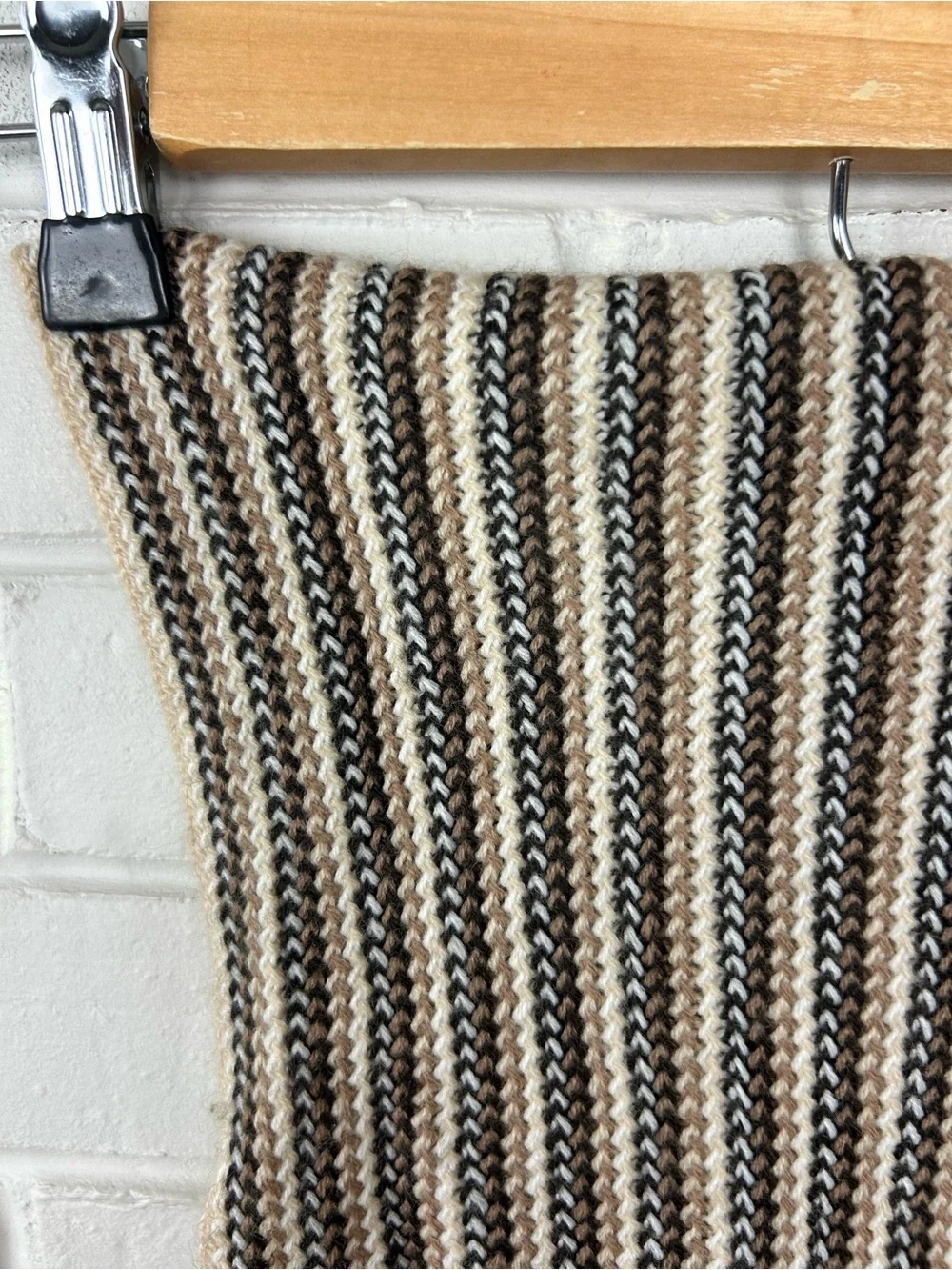 Vintage North Crest Classic Brown Striped Knit Scarf